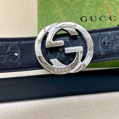 Thắt lưng Gucci da màu đen họa tiết hàng hiệu siêu cấp like auth mặt khóa nhiều màu GC 253 9 that lung gucci (4)