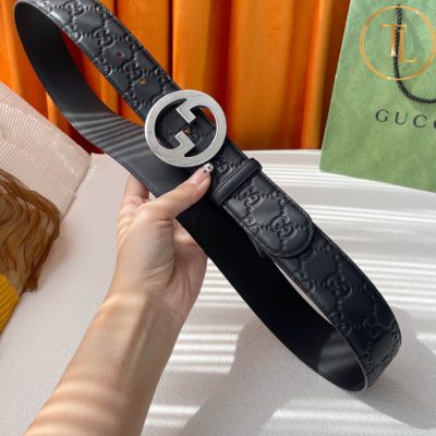 Thắt lưng Gucci nam họa tiết mặt khóa chữ bạc hàng hiệu like auth GC 281 9 that lung gucci (4)