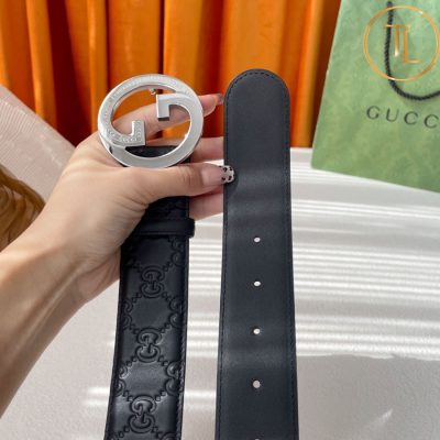 Thắt lưng Gucci nam họa tiết mặt khóa chữ bạc hàng hiệu like auth GC 281 10 that lung gucci (5)