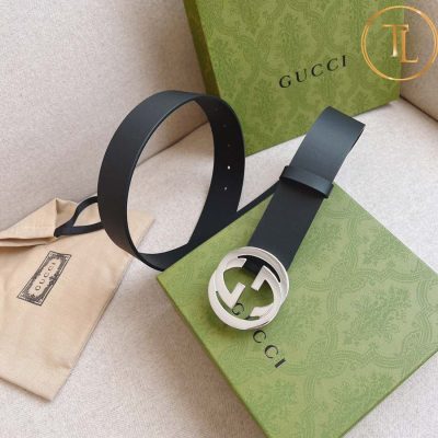 Thắt lưng Gucci nam dây da màu đen da trơn hàng hiệu siêu cấp mặt khóa bạc GC 242 11 that lung gucci (6)