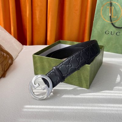 Thắt lưng Gucci nam họa tiết mặt khóa chữ bạc hàng hiệu like auth GC 281 11 that lung gucci (6)