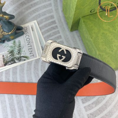 Thắt lưng Gucci dây da màu đen hàng hiệu siêu cấp mặt khóa chữ nhật màu bạc GC 225 11 that lung gucci (7)