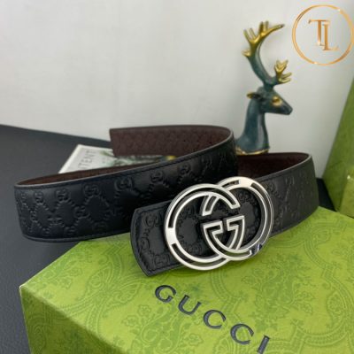 Thắt lưng Gucci nam dây da màu đen hàng hiệu siêu cấp mặt khóa màu bạc GC 231 11 that lung gucci (7)