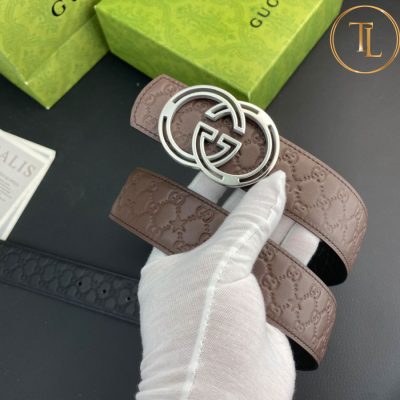 Thắt lưng Gucci nam dây da màu nâu hàng hiệu siêu cấp mặt khóa màu bạc GC 229 11 that lung gucci (8)