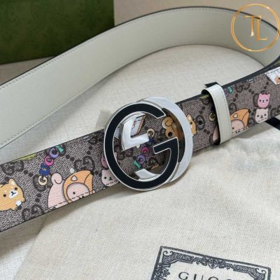 Thắt lưng Gucci nam phối màu nâu hoạt hình hàng hiệu siêu cấp like auth mặt khóa nhiều màu GC 263 11 that lung gucci (8)