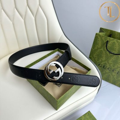 Thắt lưng Gucci nam màu đen mặt khóa bạc hàng hiệu siêu cấp GC 206 8 that lung gucci nam (4)