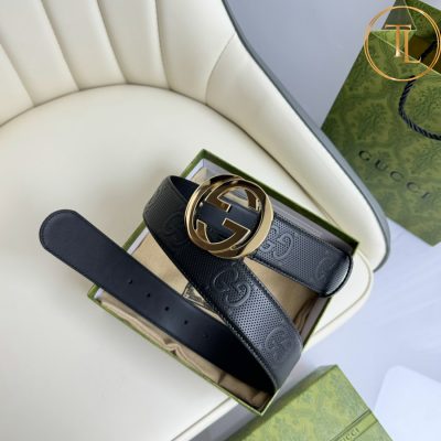 Thắt lưng Gucci nam màu đen mặt khóa vàng hàng hiệu siêu cấp GC 205 8 that lung gucci nam (4)