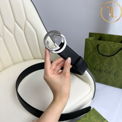 Thắt lưng Gucci nam màu đen mặt khóa bạc hàng hiệu siêu cấp GC 206 9 that lung gucci nam (5)