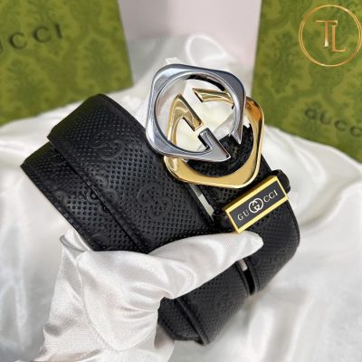 Thắt lưng Gucci nam màu đen hàng hiệu like auth mặt khóa phối màu vàng và bạc GC 270 9 that lung gucci nam (5)