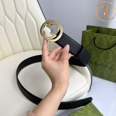 Thắt lưng Gucci nam màu đen mặt khóa vàng hàng hiệu siêu cấp GC 205 9 that lung gucci nam (5)