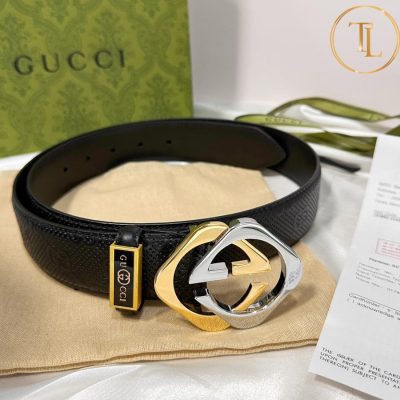 Thắt lưng Gucci nam màu đen hàng hiệu like auth mặt khóa phối màu vàng và bạc GC 270 10 that lung gucci nam (6)