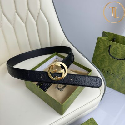 Thắt lưng Gucci nam màu đen mặt khóa vàng hàng hiệu siêu cấp GC 205 10 that lung gucci nam (6)