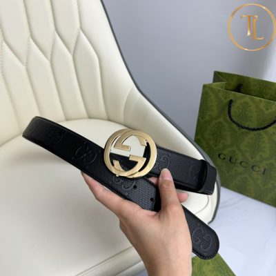 Thắt lưng Gucci nam màu đen mặt khóa vàng hàng hiệu siêu cấp GC 205 11 that lung gucci nam (7)