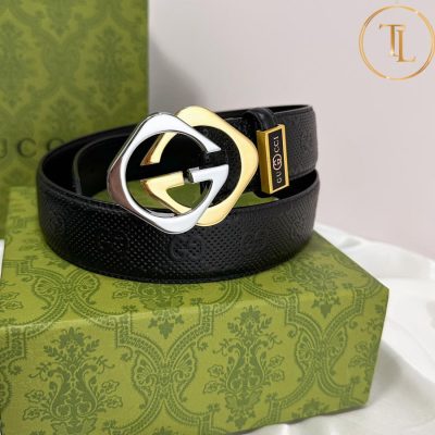 Thắt lưng Gucci nam màu đen hàng hiệu like auth mặt khóa phối màu vàng và bạc GC 270 11 that lung gucci nam (7)