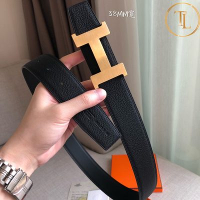 Thắt lưng Hermes nam màu đen mặt khóa chữ H vàng hàng hiệu cận chính hãng HM 115 7 that lung hermes (2)