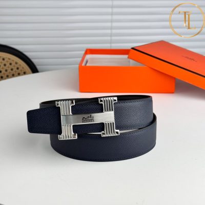 Thắt lưng Hermes màu tím than hàng hiệu like auth mặt khóa H bạc HM 171 8 that lung hermes (3)