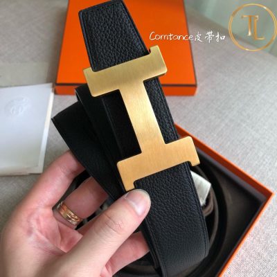 Thắt lưng Hermes nam màu đen mặt khóa chữ H vàng hàng hiệu cận chính hãng HM 115 8 that lung hermes (3)