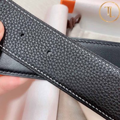 Thắt lưng Hermes nam dây màu đen mặt khóa bạc hàng hiệu siêu cấp HM 132 8 that lung hermes (3)
