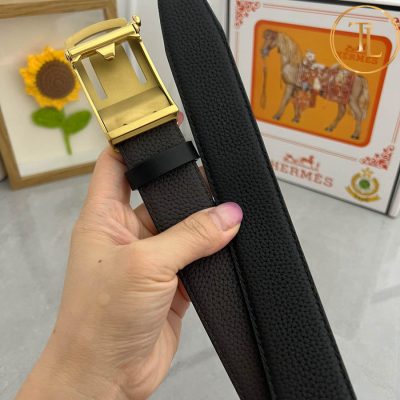 Thắt lưng Hermes màu đen mặt khóa vàng phối đen hàng hiệu siêu cấp HM 155 8 that lung hermes (3)