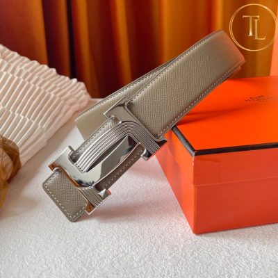 Thắt lưng Hermes màu nâu ghi hàng hiệu siêu cấp like auth mặt khóa H bạc HM 167 9 that lung hermes (4)