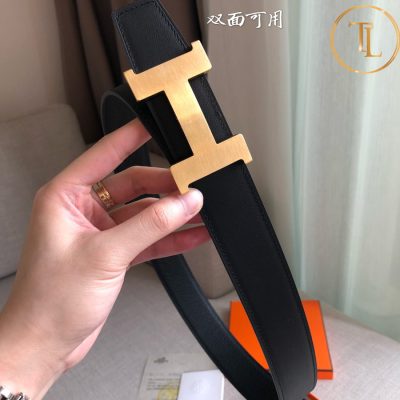 Thắt lưng Hermes nam màu đen mặt khóa chữ H vàng hàng hiệu cận chính hãng HM 115 9 that lung hermes (4)