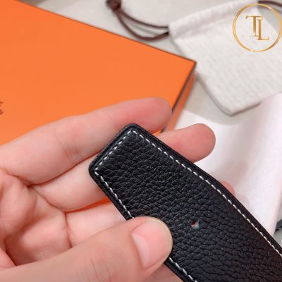 Thắt lưng Hermes nam dây màu đen mặt khóa bạc hàng hiệu siêu cấp HM 132 9 that lung hermes (4)
