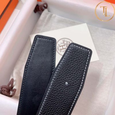 Thắt lưng Hermes nam dây màu đen mặt khóa bạc hàng hiệu siêu cấp HM 132 10 that lung hermes (5)