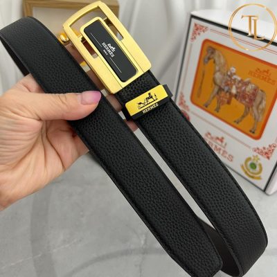 Thắt lưng Hermes màu đen mặt khóa vàng phối đen hàng hiệu siêu cấp HM 155 11 that lung hermes (6)