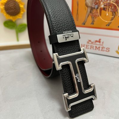 Thắt lưng Hermes nam dây 2 mặt đen đỏ đô da sần mặt khóa đen viền bạc siêu cấp HM 131 10 that lung hermes (7)
