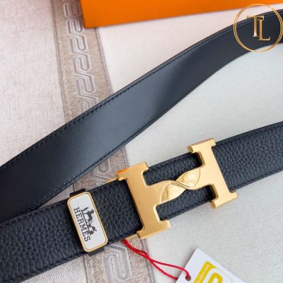 Thắt lưng Hermes nam màu đen hàng hiệu like auth mặt khóa H vàng HM 174 9 that lung hermes nam (4)
