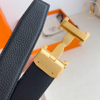 Thắt lưng Hermes nam màu đen hàng hiệu like auth mặt khóa H vàng HM 174 11 that lung hermes nam (6)