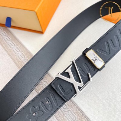 Thắt lưng Louis Vuitton nam hàng hiệu like auth màu đen mặt khóa bạc LVD 103 7 that lung louis vuitton (2)