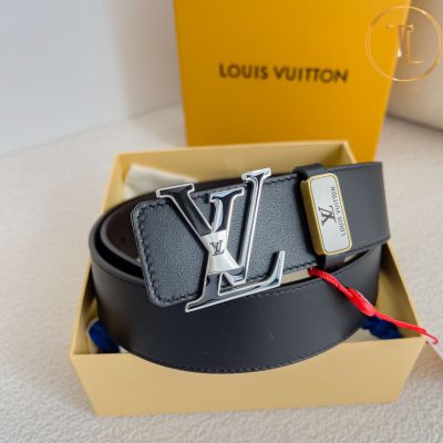 Thắt lưng Louis Vuitton hàng hiệu like auth 2 màu đen nâu mặt khóa đen bạc LVD 102 7 that lung louis vuitton (2)