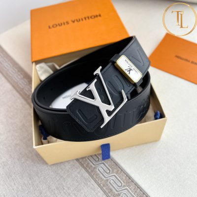 Thắt lưng Louis Vuitton nam hàng hiệu like auth màu đen mặt khóa bạc LVD 103 8 that lung louis vuitton (3)