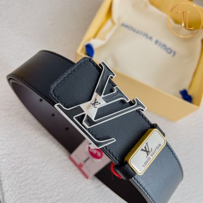 Thắt lưng Louis Vuitton hàng hiệu like auth 2 màu đen nâu mặt khóa đen bạc LVD 102 9 that lung louis vuitton (4)