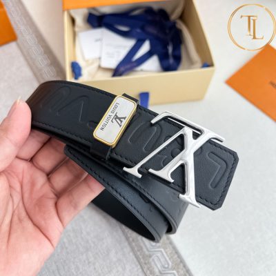 Thắt lưng Louis Vuitton nam hàng hiệu like auth màu đen mặt khóa bạc LVD 103 10 that lung louis vuitton (5)