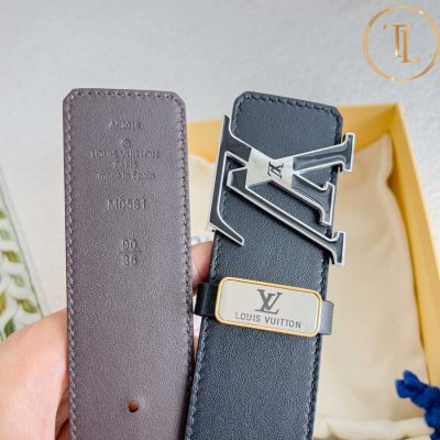 Thắt lưng Louis Vuitton hàng hiệu like auth 2 màu đen nâu mặt khóa đen bạc LVD 102 10 that lung louis vuitton (5)