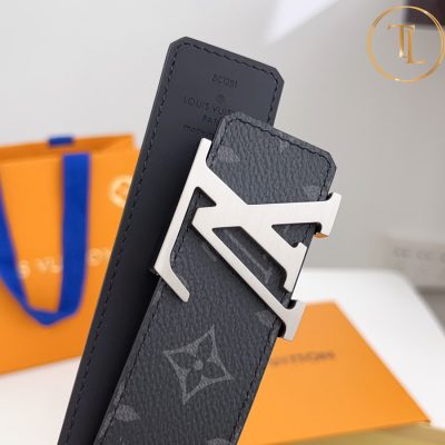 Thắt lưng Louis Vuitton màu ghi đen họa tiết monogram mặt khóa bạc like auth LVD 70 7 that lung lv (2)