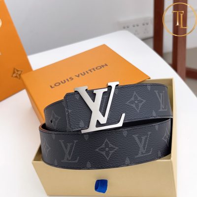 Thắt lưng Louis Vuitton màu ghi đen họa tiết monogram mặt khóa bạc like auth LVD 70 8 that lung lv (3)