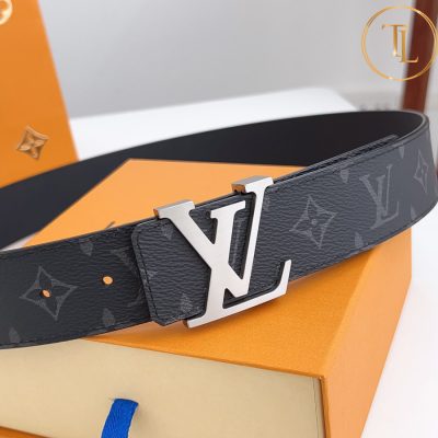 Thắt lưng Louis Vuitton màu ghi đen họa tiết monogram mặt khóa bạc like auth LVD 70 10 that lung lv (5)