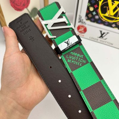 Thắt lưng Louis Vuitton dây caro màu đen xanh lá mặt khóa bạc like auth LVD 11 11 that lung lv (6)