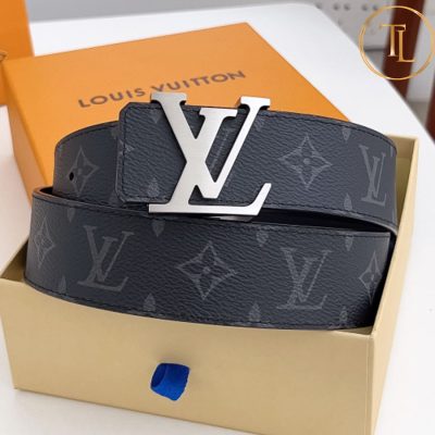 Thắt lưng Louis Vuitton màu ghi đen họa tiết monogram mặt khóa bạc like auth LVD 70 11 that lung lv (6)