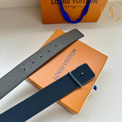 Thắt lưng Louis Vuitton nam màu ghi in họa tiết logo mặt khóa phối màu LVD 27 11 that lung lv nam (2)