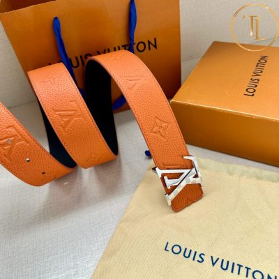 Thắt lưng Louis Vuitton nam màu cam in họa tiết logo mặt khóa phối màu LVD 23 9 that lung lv nam (2)