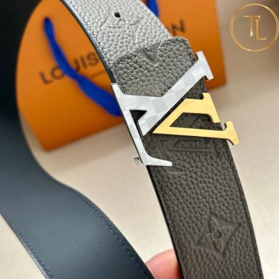 Thắt lưng Louis Vuitton nam màu ghi in họa tiết logo mặt khóa phối màu LVD 27 9 that lung lv nam (3)
