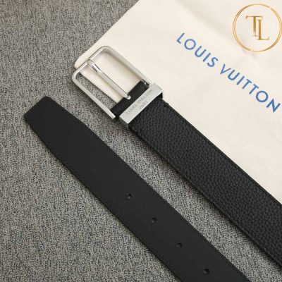 Thắt lưng Louis Vuitton nam màu đen khóa xỏ kim màu vàng hàng hiệu cận chính hãng LVD 47 11 that lung lv nam (3)