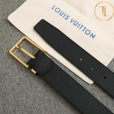 Thắt lưng Louis Vuitton nam màu đen khóa xỏ kim màu vàng hàng hiệu like auth LVD 46 10 that lung lv nam (3)