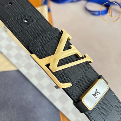Thắt lưng Louis Vuitton nam dây 2 mặt caro màu trắng đen mặt khóa vàng LVD 22 7 that lung lv nam (3)