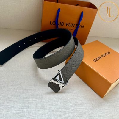 Thắt lưng Louis Vuitton nam màu ghi in họa tiết logo mặt khóa phối màu LVD 27 10 that lung lv nam (4)