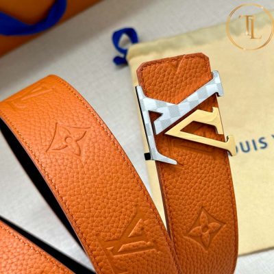 Thắt lưng Louis Vuitton nam màu cam in họa tiết logo mặt khóa phối màu LVD 23 8 that lung lv nam (7)